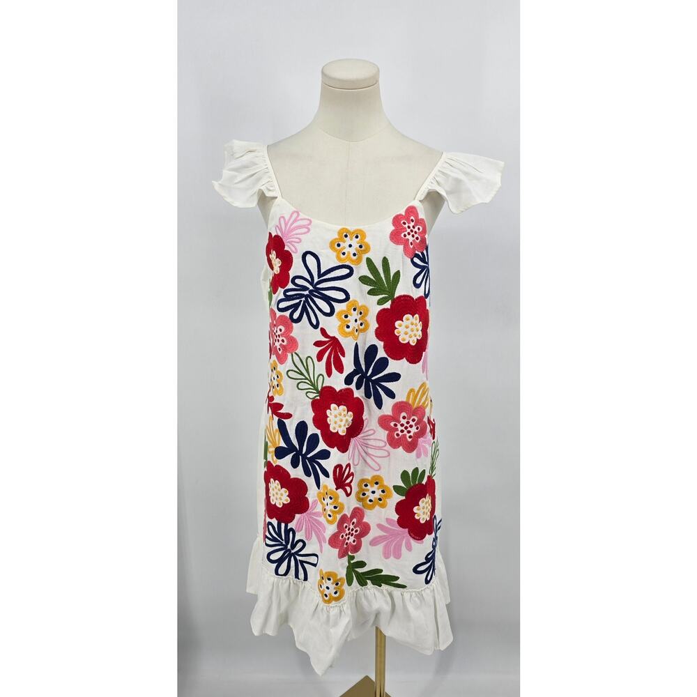 Andrée by Unit  Boho Floral Embroidered Linen Blend‎ Dress
